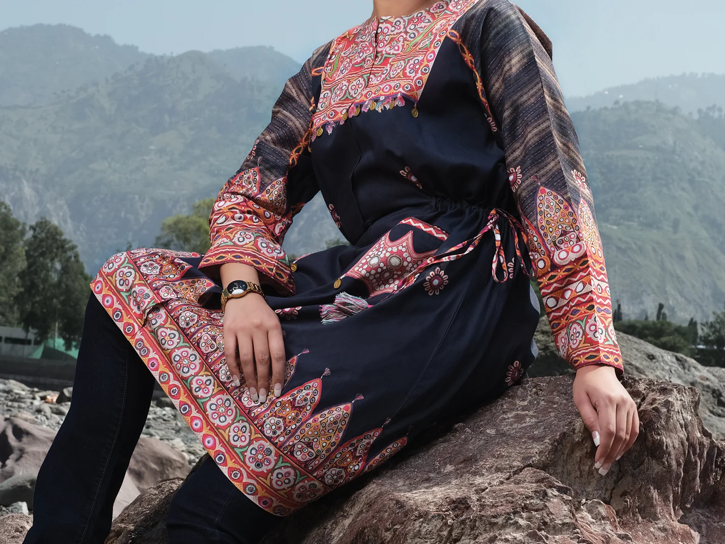 Black Cambric Tunic - AWP-LK-301 - Image 3