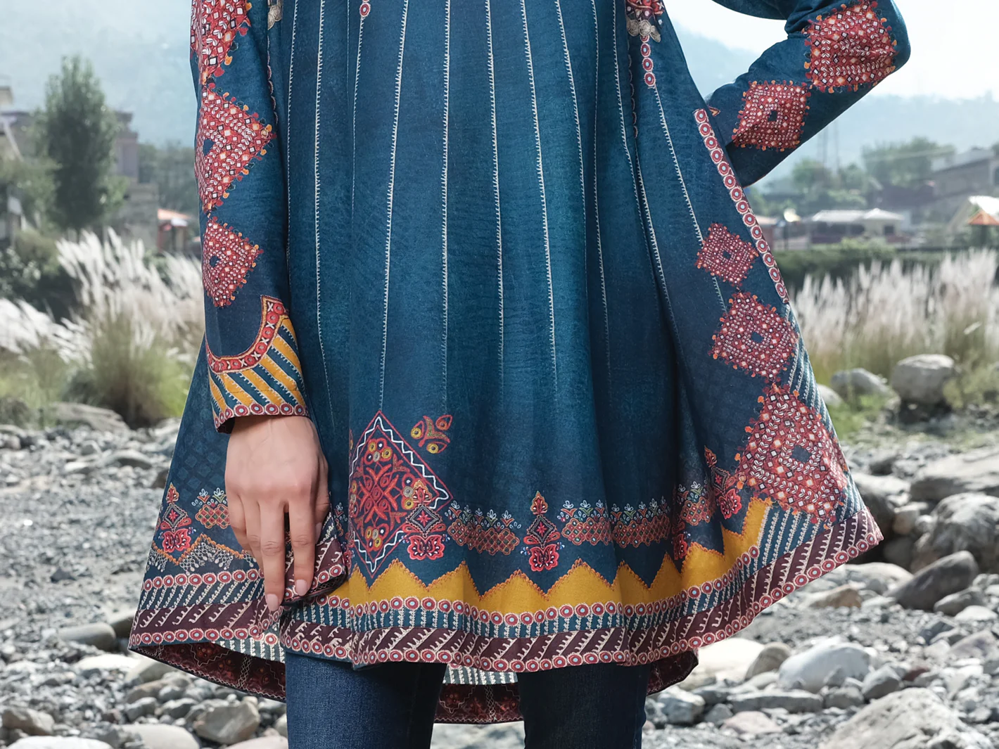 Teal Cambric Tunic - AWP-LK-302 - Image 3