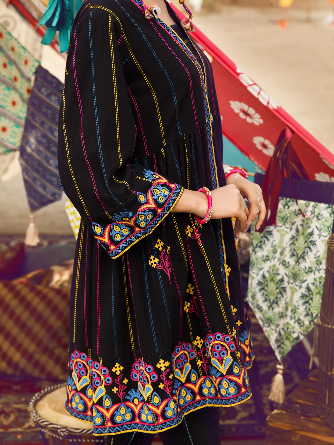Black Yarn Dyed Tunic - AWP-LK-315A - Image 4
