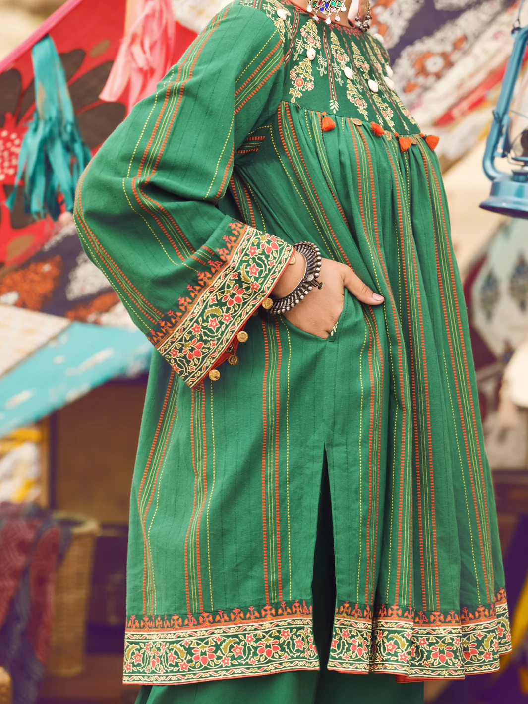 Green Yarn Dyed Tunic - AWP-LK-316 - Image 2