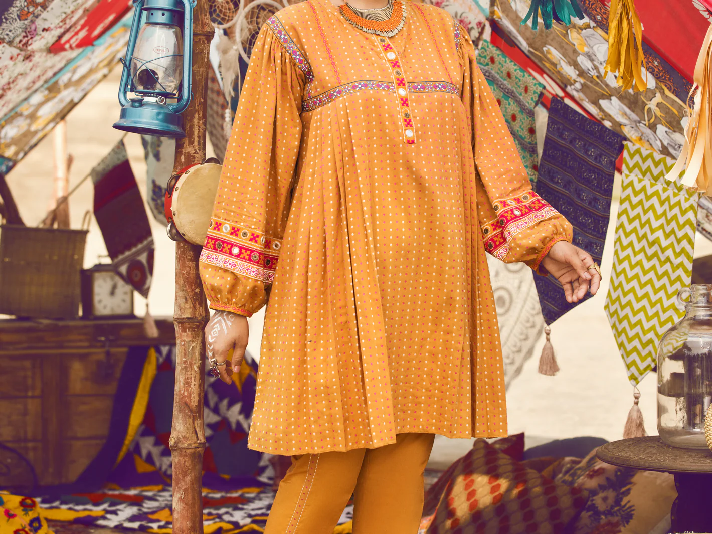 Mustard Yarn Dyed Tunic - AWP-LK-319A - Image 4