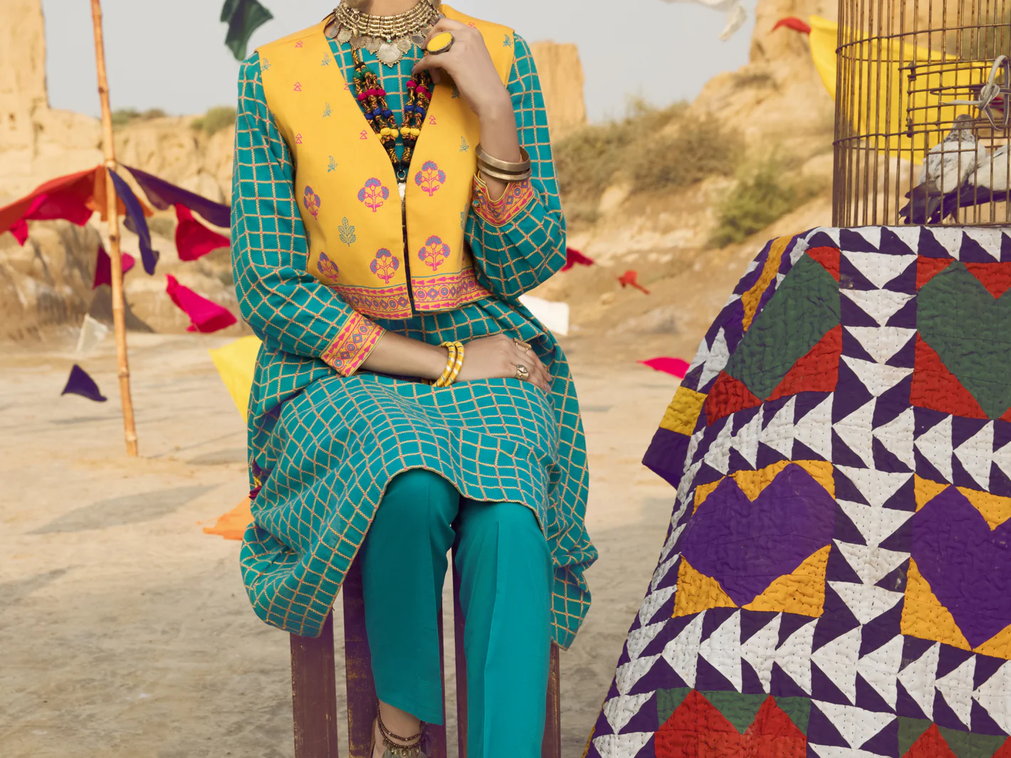 Green Yarn Dyed Tunic - AWP-LK-380 - Image 3