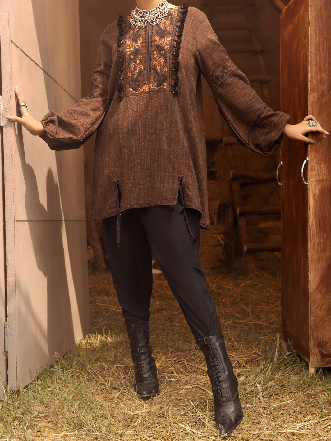 Copper Yarn-Dyed Two Tone Tunic - AWP-LK-481