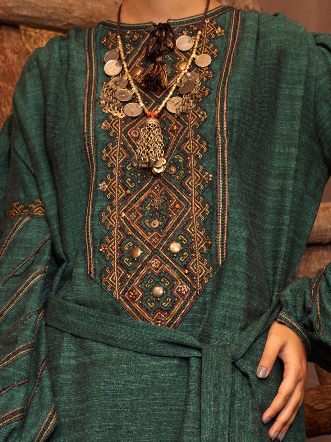 Green Yarn-Dyed Two Tone Tunic - AWP-LK-483 - Image 4