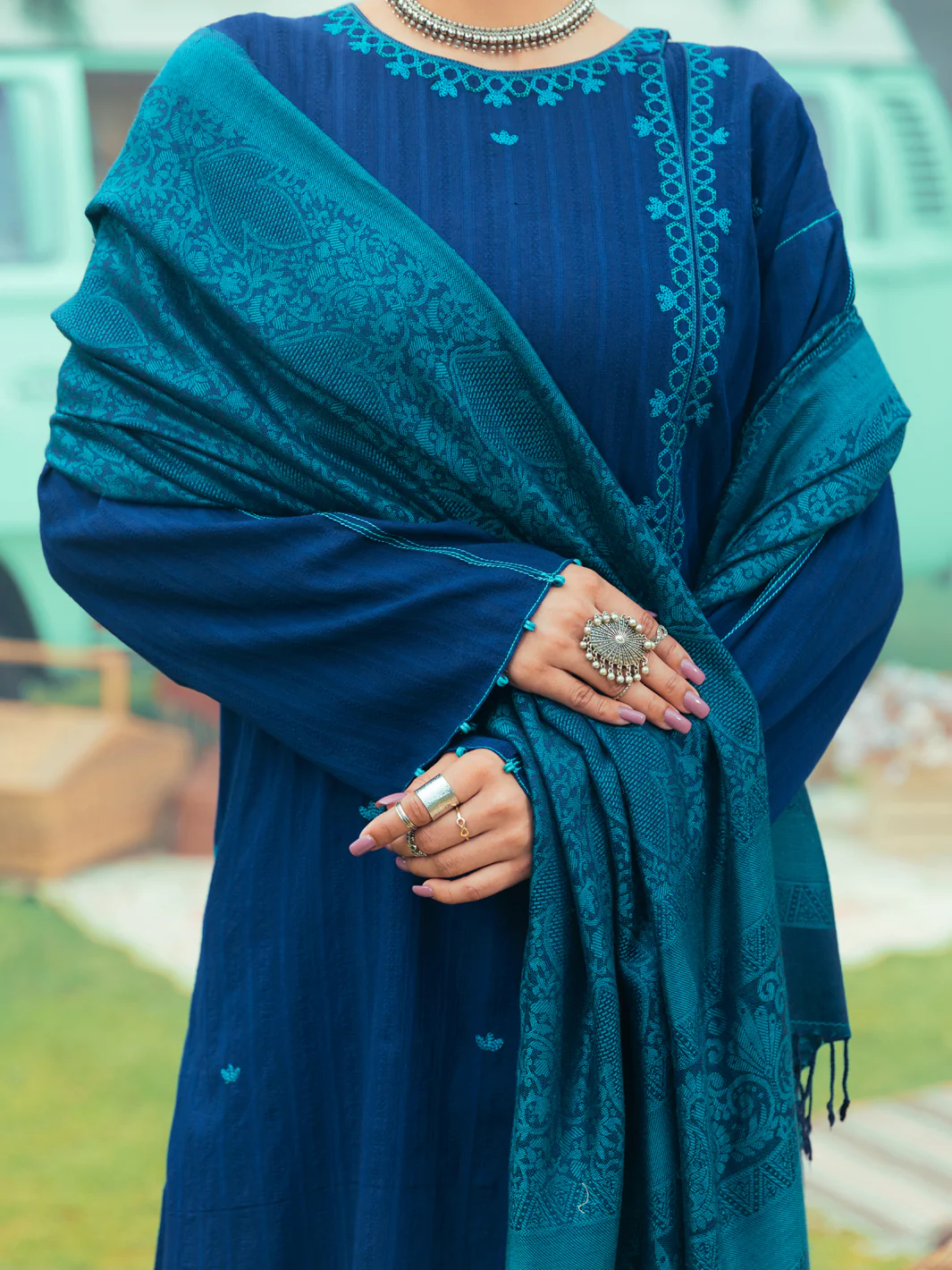 Navy Blue Kurti - AWP-LK-617 - Image 3