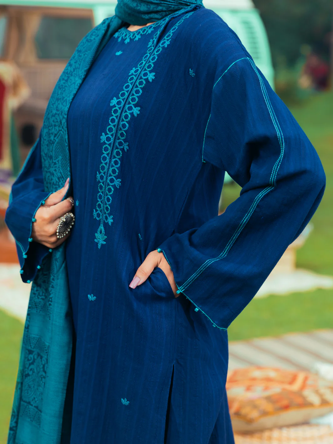 Navy Blue Kurti - AWP-LK-617 - Image 4