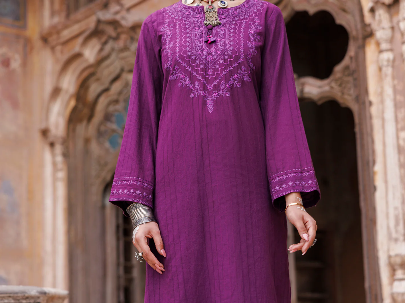 Purple Stripe Dobby Tunic - AWP-LK-704 - Image 4