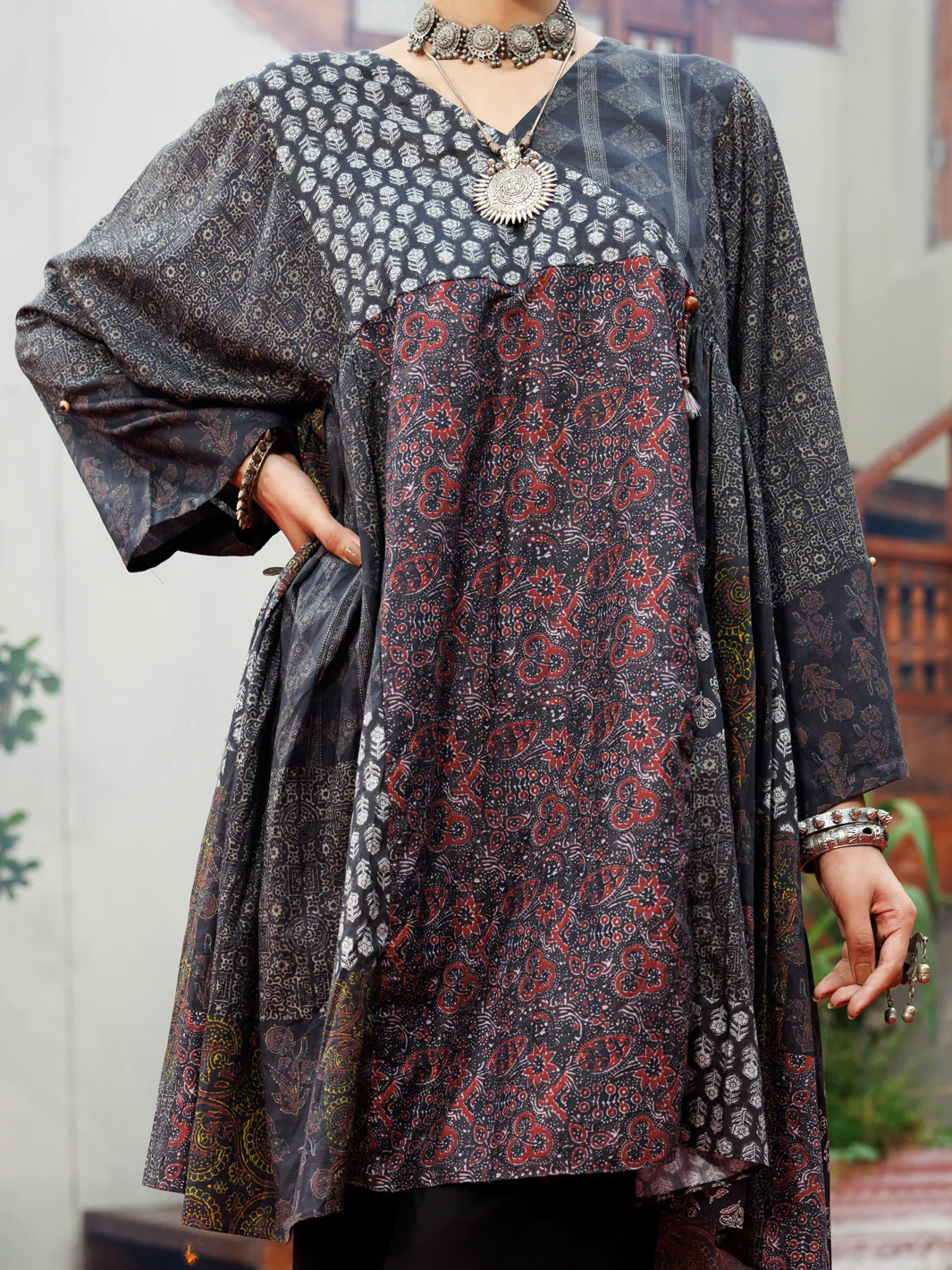 Black Cambric Tunic - AWP-LK-716 - Image 3