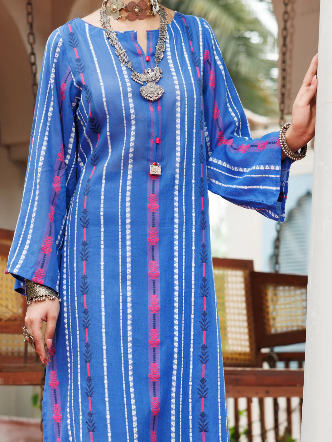 Blue Yarn Dyed Tunic - AWP-LK-723 - Image 3
