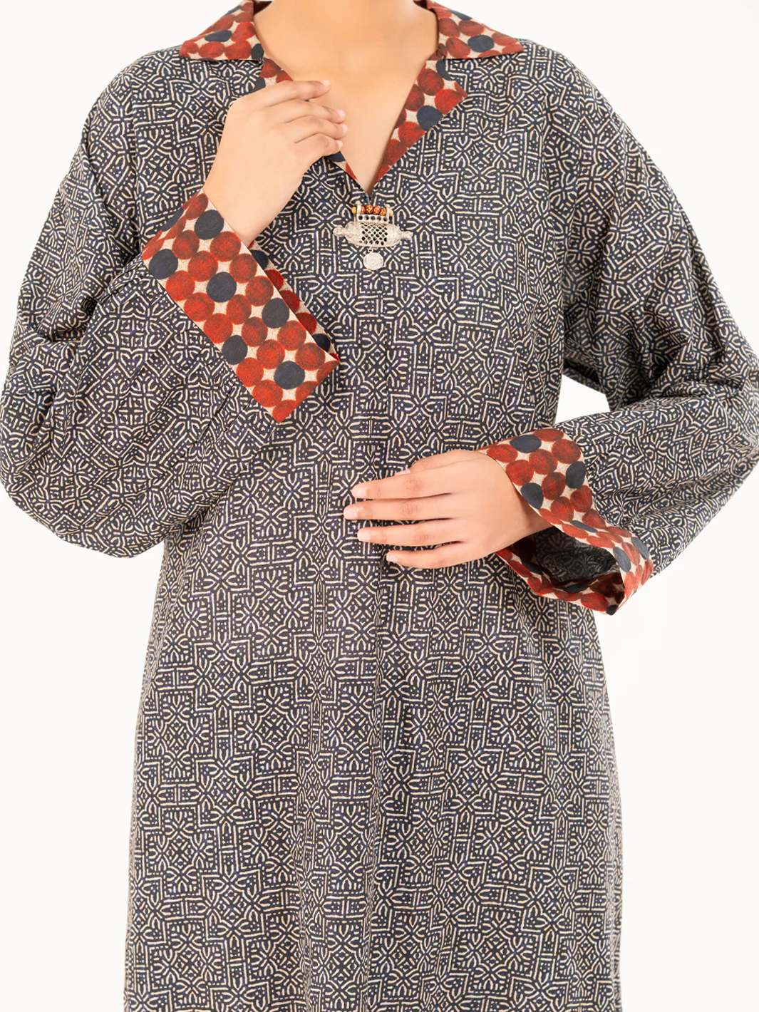 Brown Cambric Kurti - AWP-LK-913 - Image 3