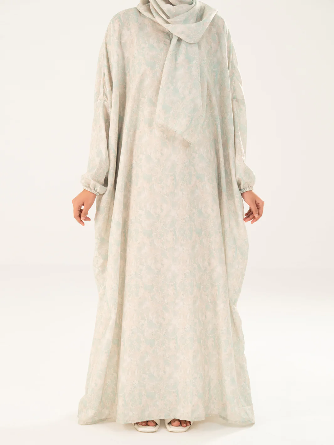 Pistachio Green Swiss Jacquard Salah Robe - AWP-LK-PD-918