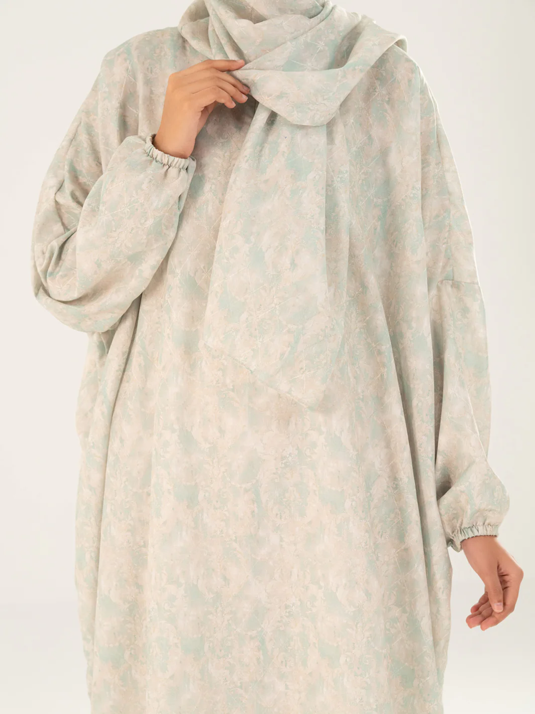 Pistachio Green Swiss Jacquard Salah Robe - AWP-LK-PD-918 - Image 4