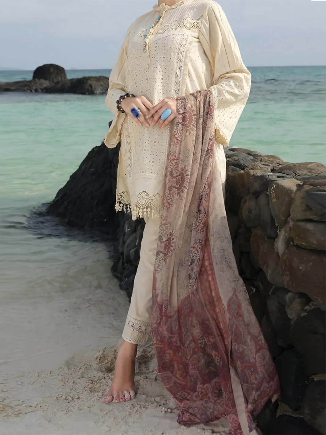 Beige 3Pc Stitched - ALP-709