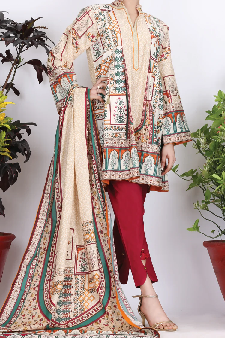 Beige Cambric 3Pc Stitched - ALP-754