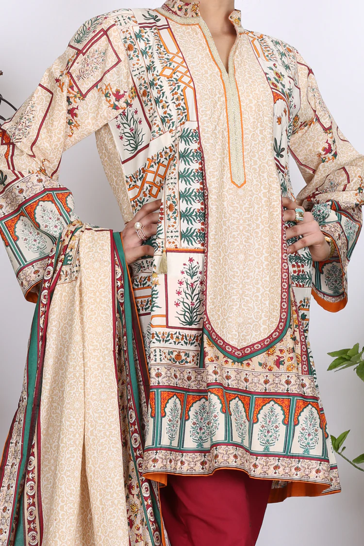 Beige Cambric 3Pc Stitched - ALP-754 - Image 4