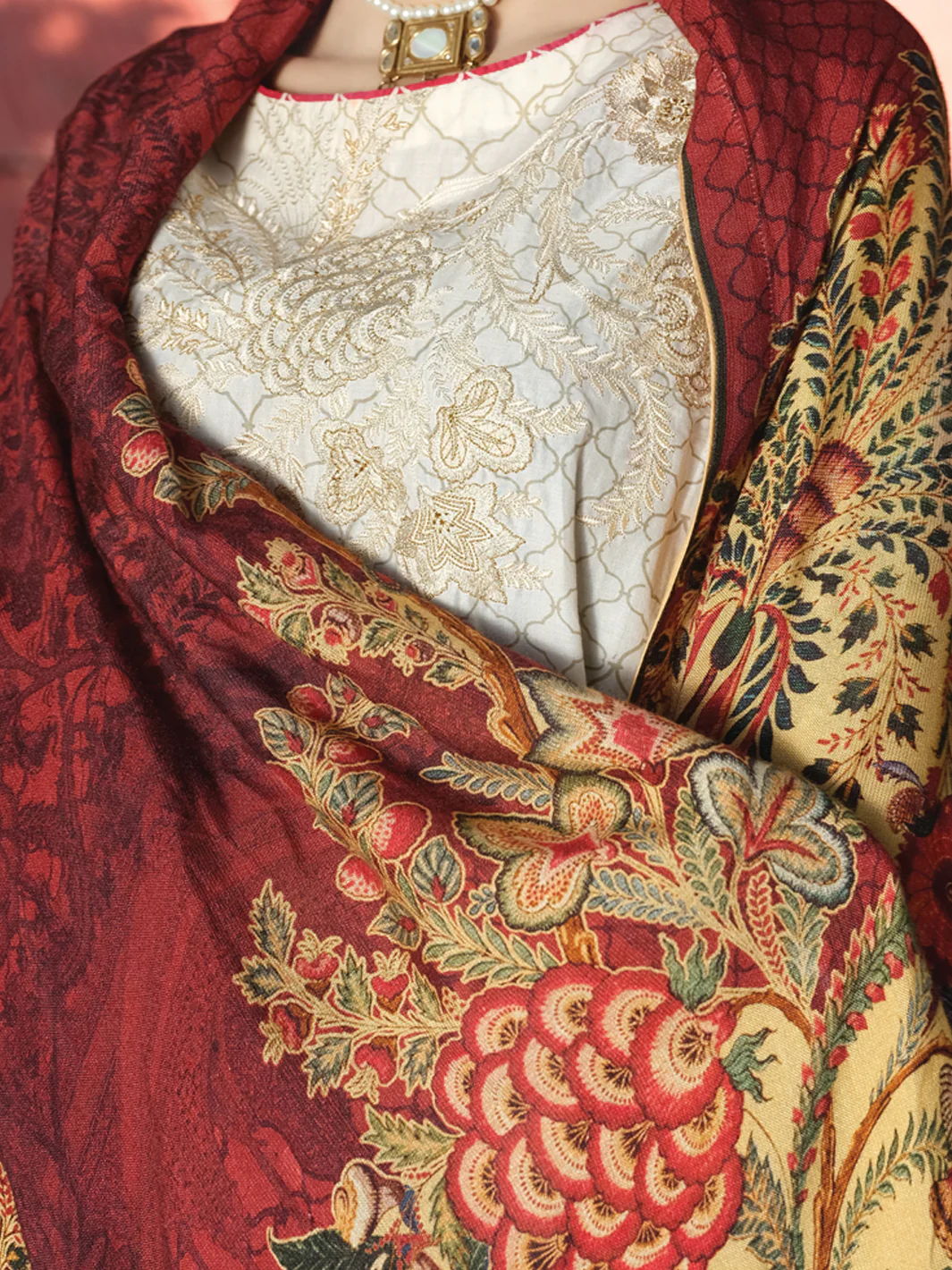 Beige Cambric 3Pc Stitched - AWP-254 - Image 3