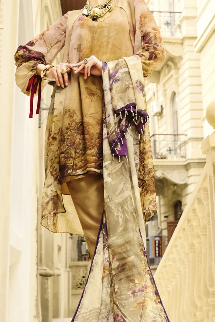 Beige Chiffon 3Pc Stitched - ALP-688 - Image 2