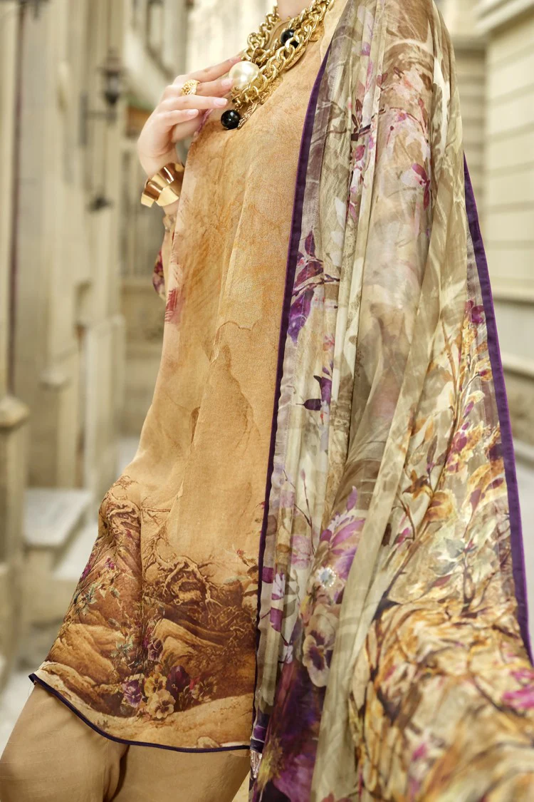 Beige Chiffon 3Pc Stitched - ALP-688 - Image 3