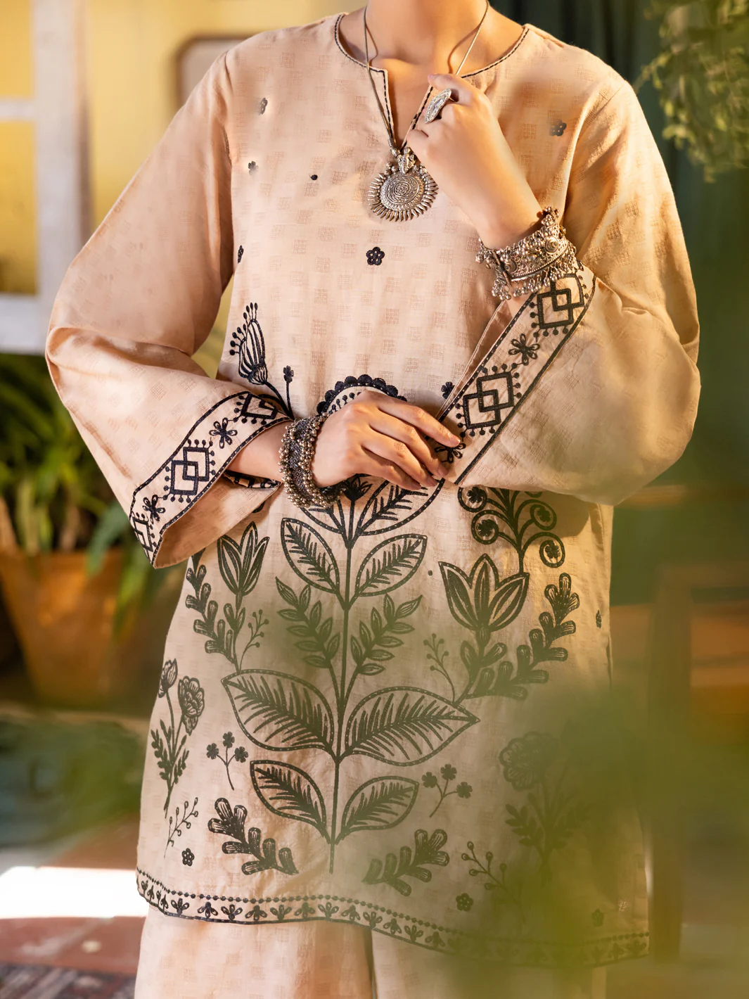 Beige Cotton Dobby Stitched 2Pc - ALP-2PS-LKS-2839 - Image 2
