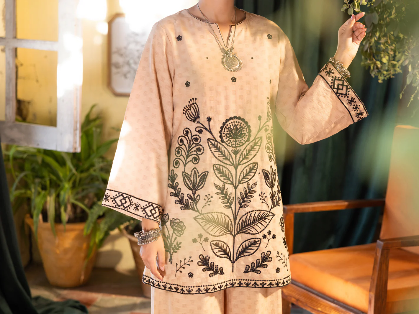 Beige Cotton Dobby Stitched 2Pc - ALP-2PS-LKS-2839 - Image 4