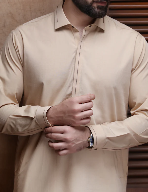 Beige Kameez Shalwar - ALWA-KS-051 - Image 3