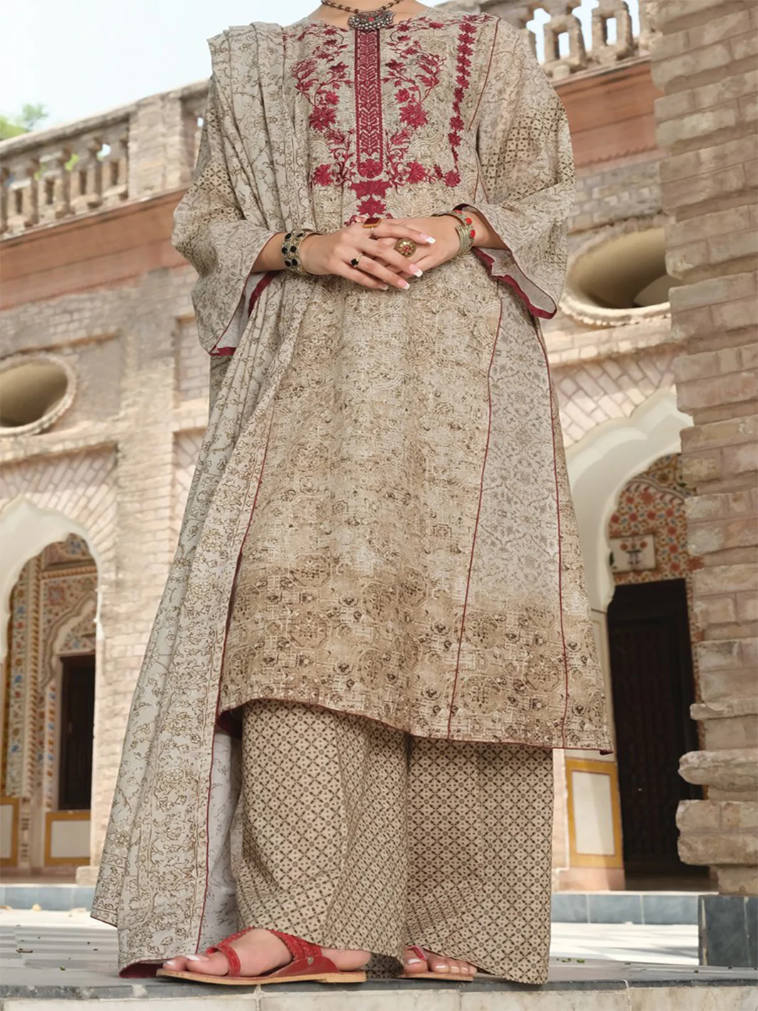 Beige Lawn 3Pc Stitched - ALP-750