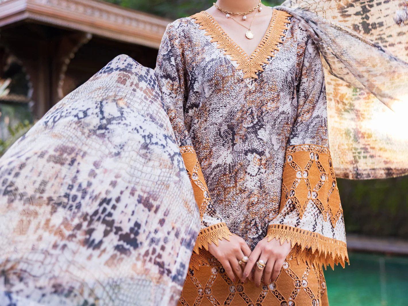Beige Silk Lawn Stitched 3PC - ALP-SS-3PS-2649 - Image 6
