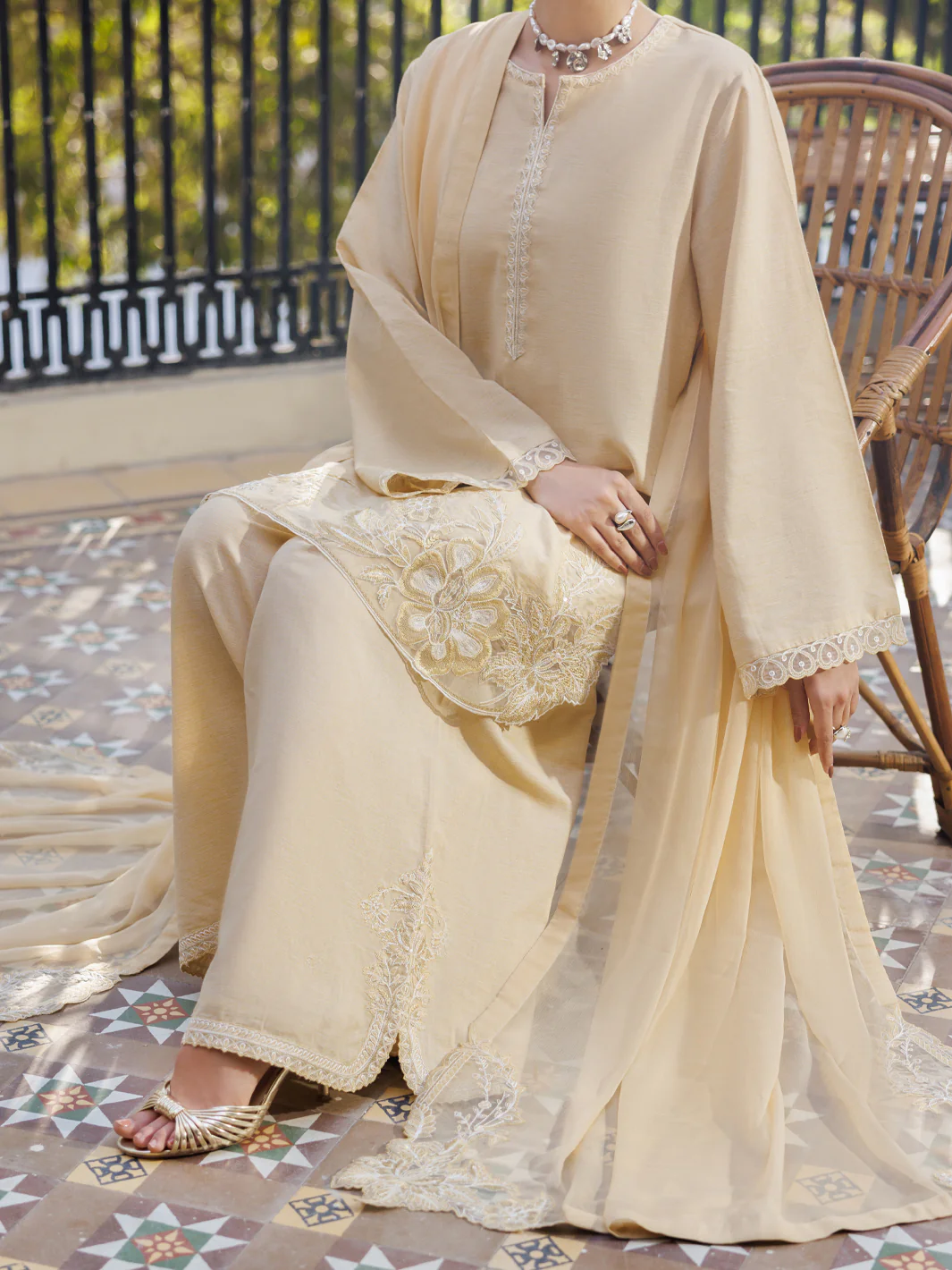 Beige Yarn Dyed Stitched 3PC - ALP-3PS-2611 - Image 4