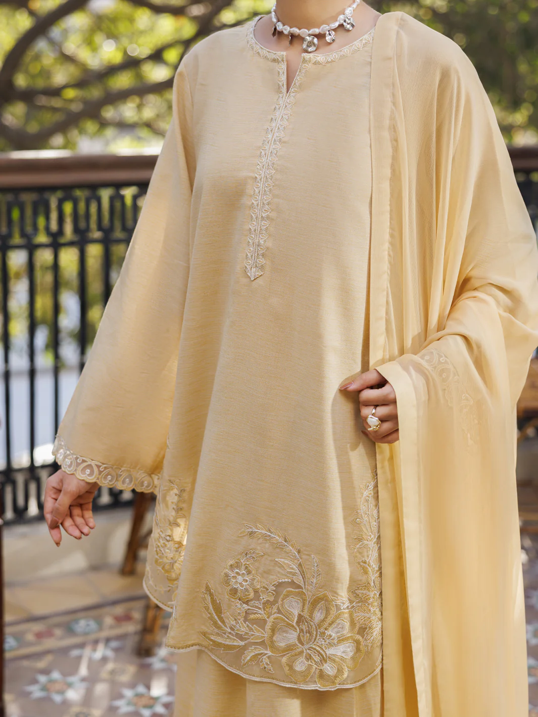 Beige Yarn Dyed Stitched 3PC - ALP-3PS-2611 - Image 5
