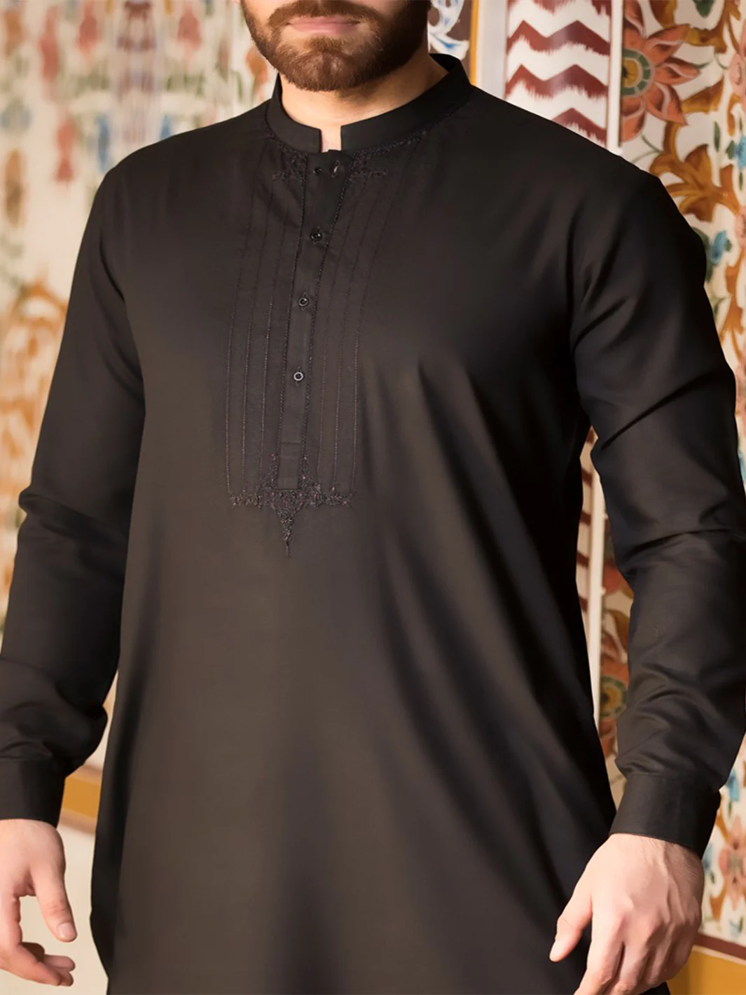 Black Blended Kameez Shalwar - AL-KS-2379 - Image 2