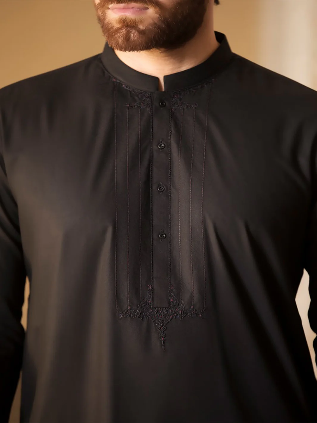 Black Blended Kameez Shalwar - AL-KS-2379 - Image 3