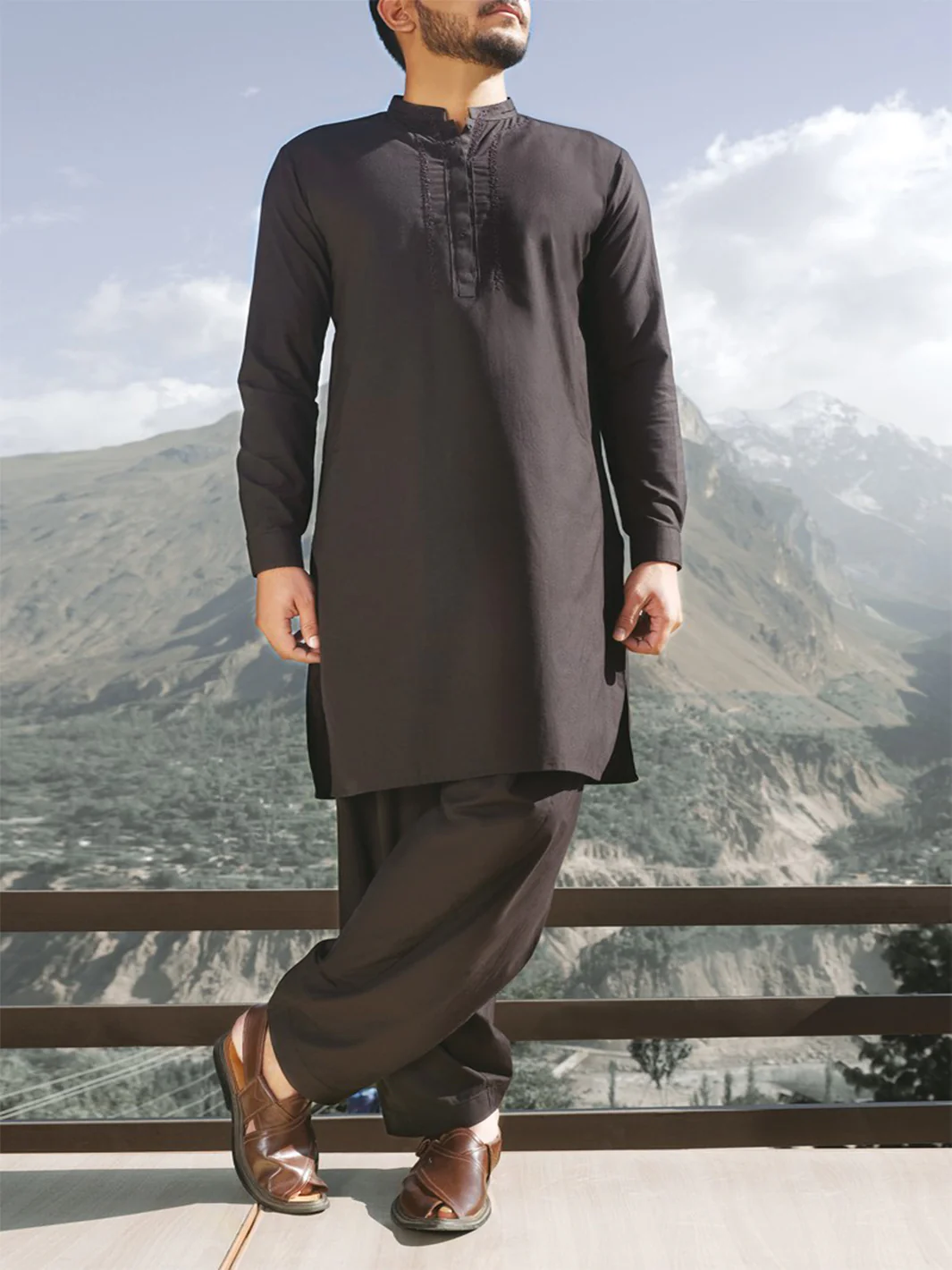 Black Blended Kameez Shalwar - AL-KS-2387