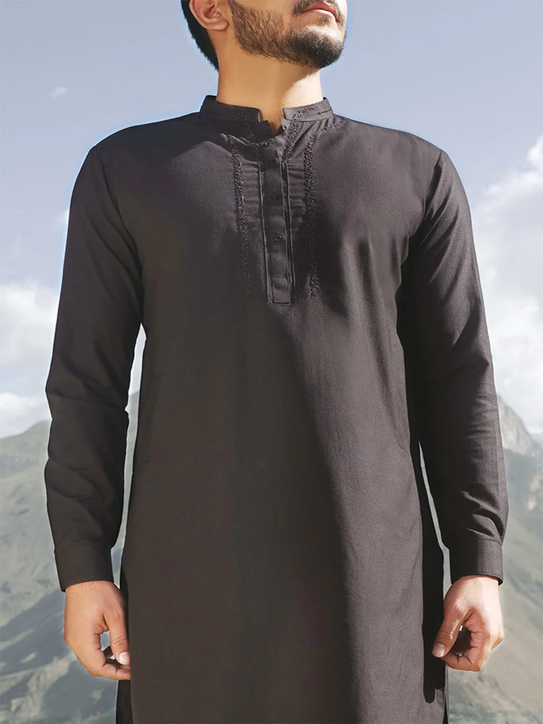 Black Blended Kameez Shalwar - AL-KS-2387 - Image 3