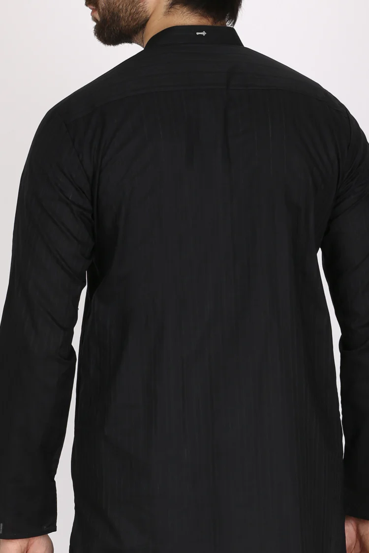 Black Cotton Kurta - AL-K-777 - Image 3
