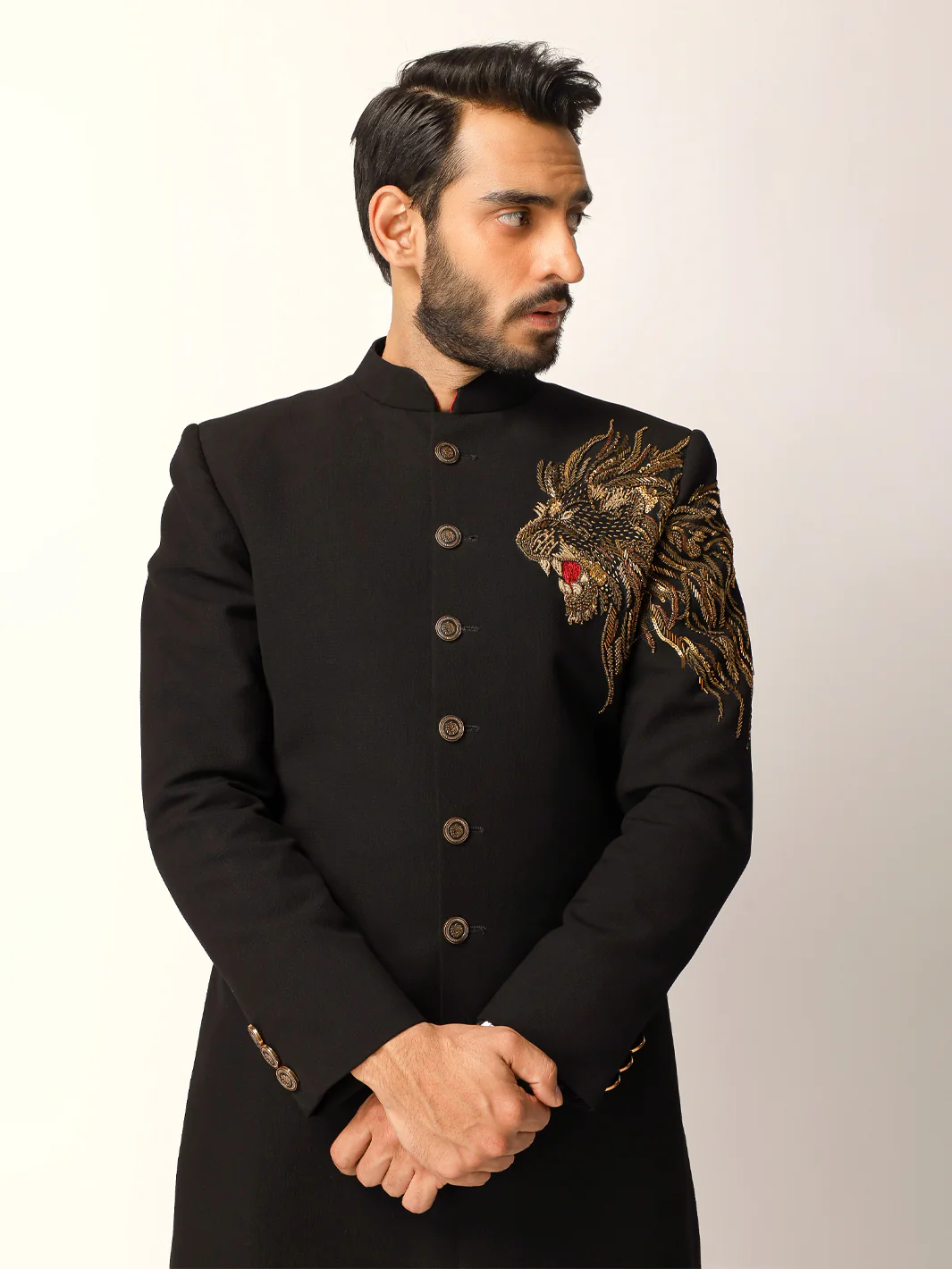 Black Formal Sherwani - AL-SW-171 - Image 3