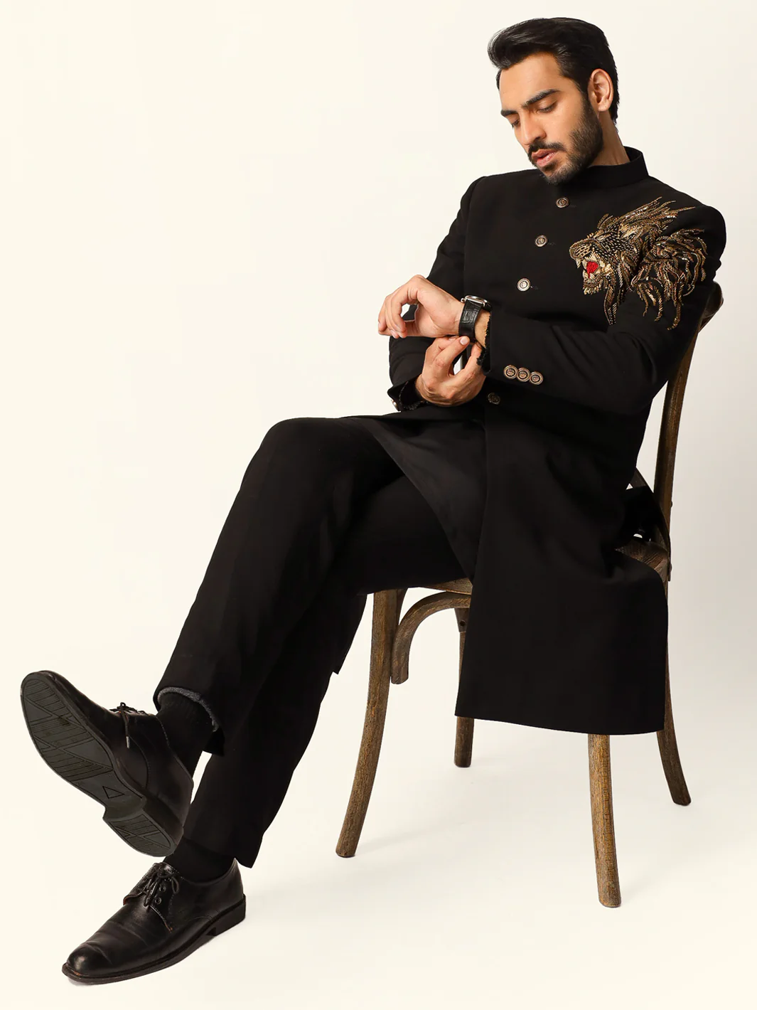 Black Formal Sherwani - AL-SW-171 - Image 4