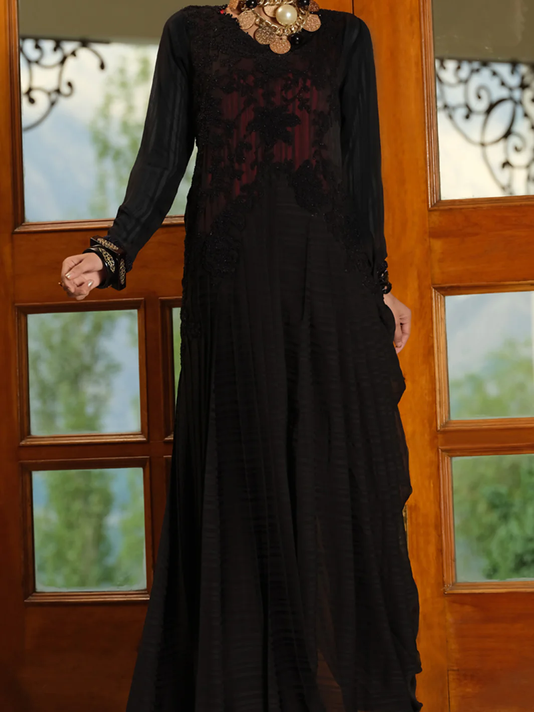 Black Georgette 2Pc Formal Suit - LS-279