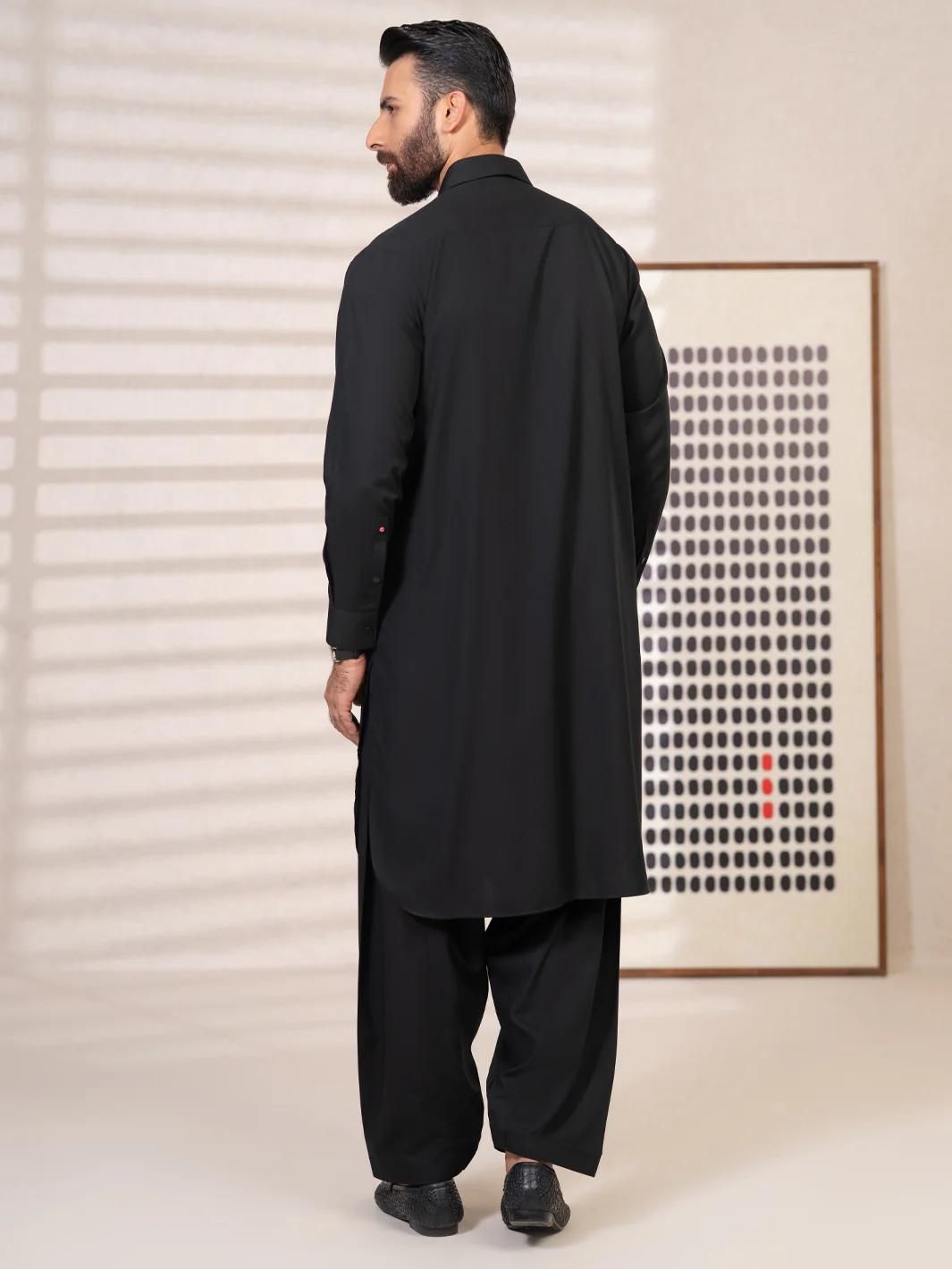 Black Kameez Shalwar - ALWA-KS-642 - Image 3