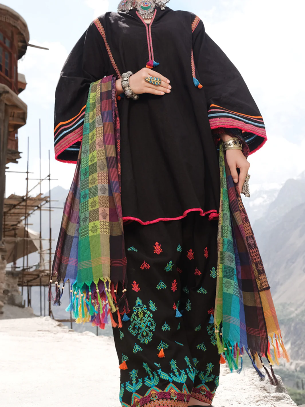 Black Khaddar 3Pc Unstitched - AWP-215