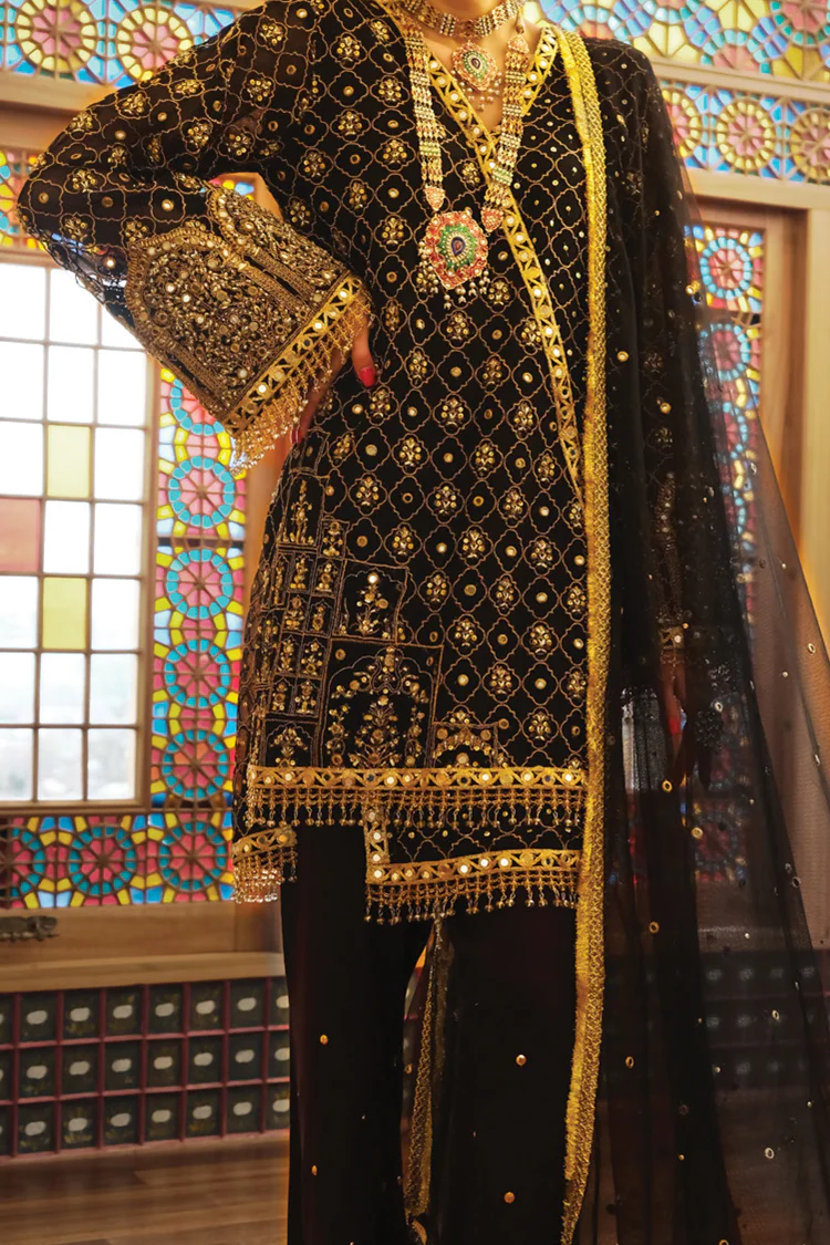 Black Net 3Pc Unstitched Formal - LS-UN-255