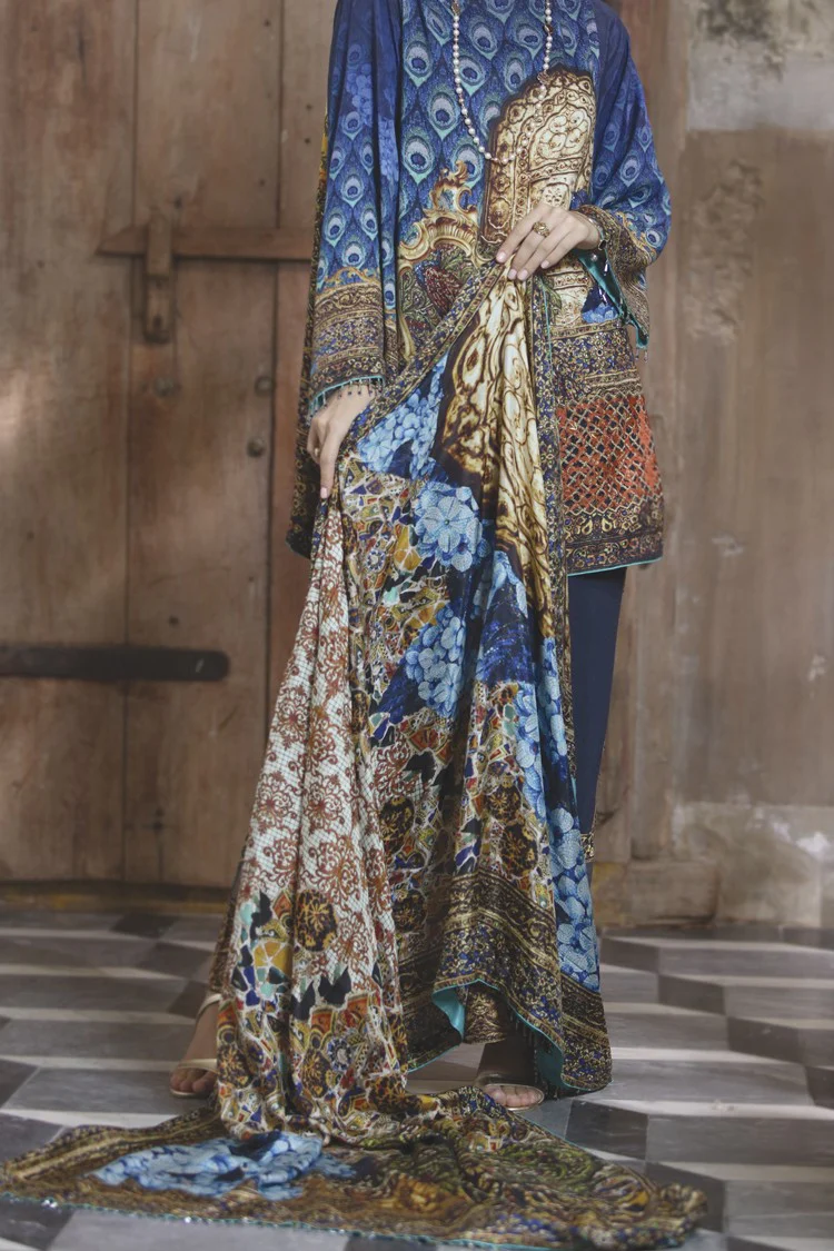 Blue 3Pc Unstitched - ALP-528