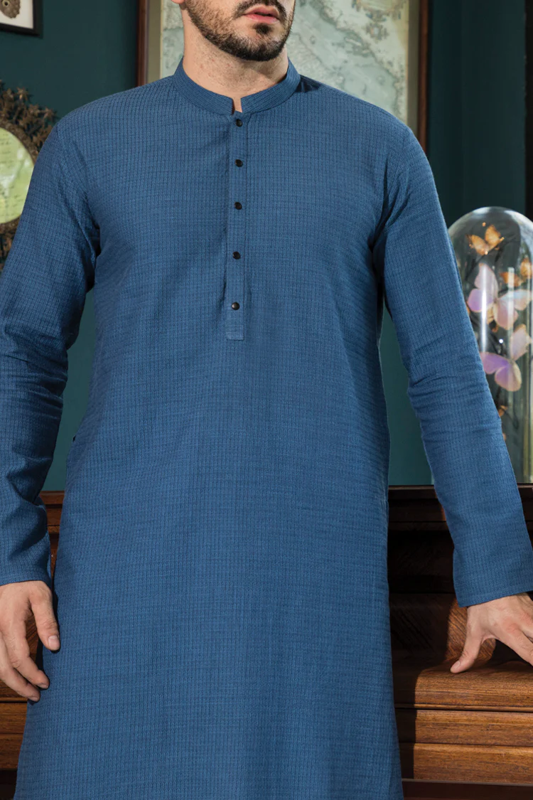 Blue Blended Kurta - AL-K-728 - Image 3