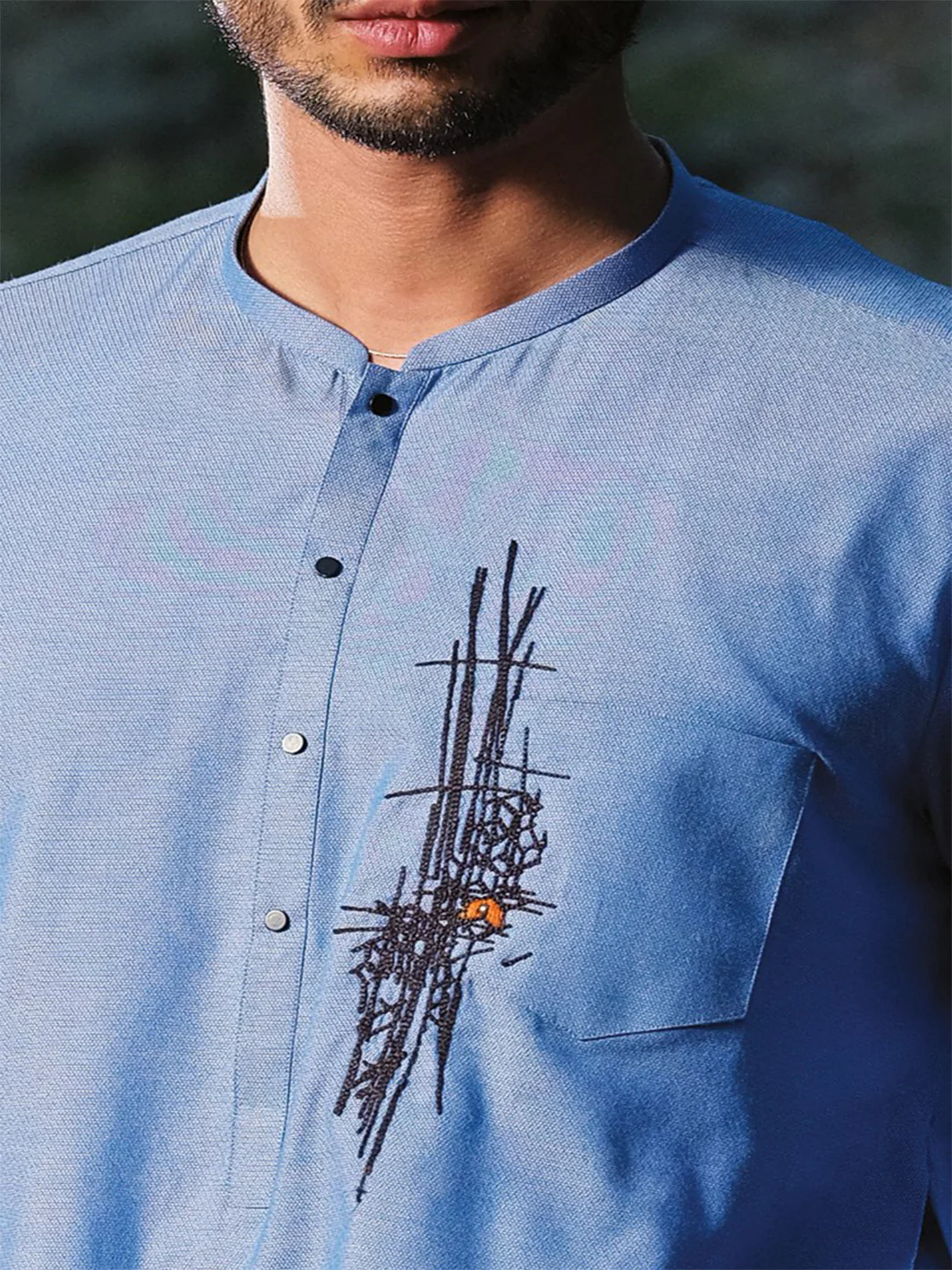 Blue Blended Kurta - AL-K-819 - Image 3