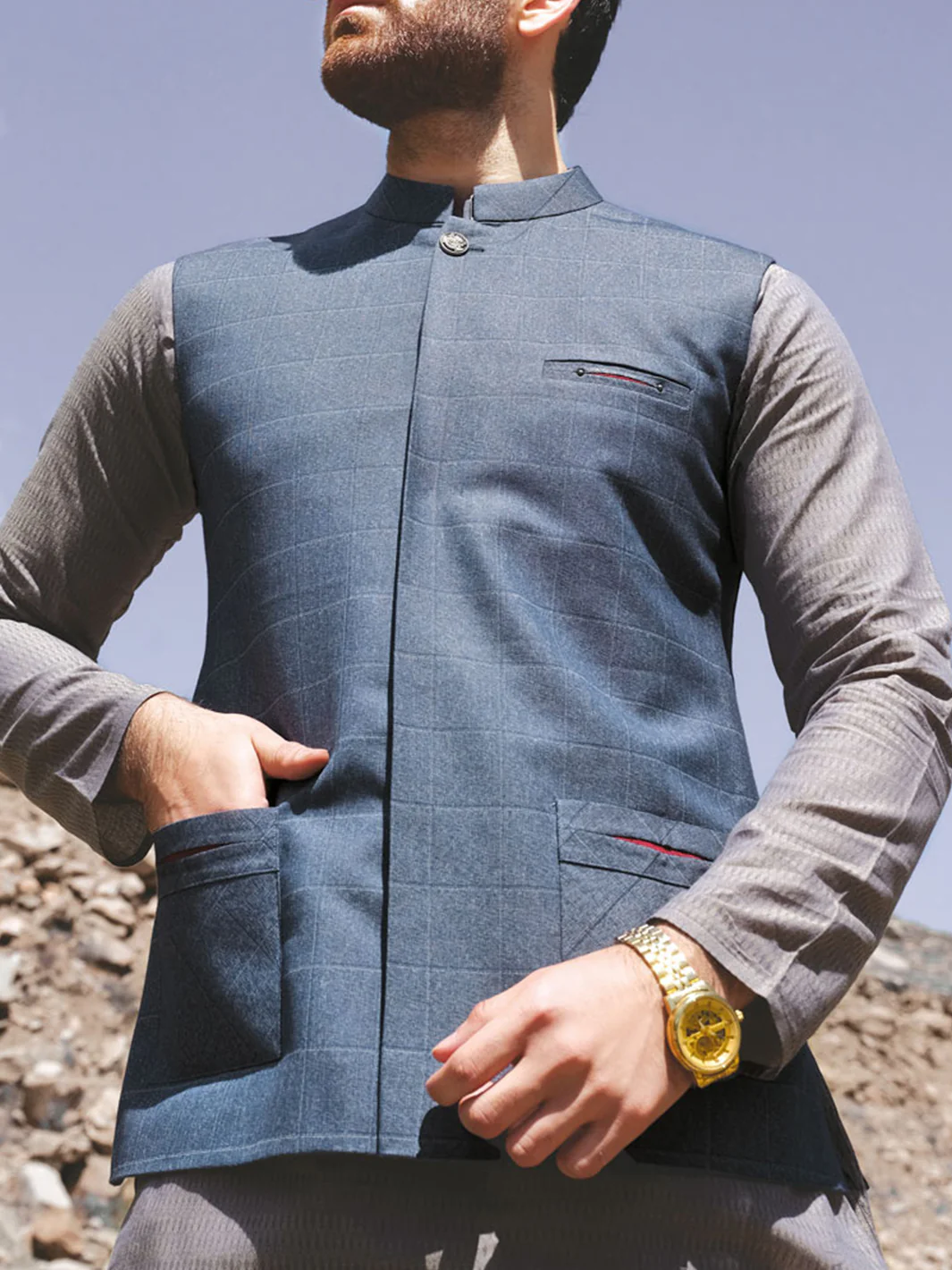 Blue Blended Waistcoat - WC-290