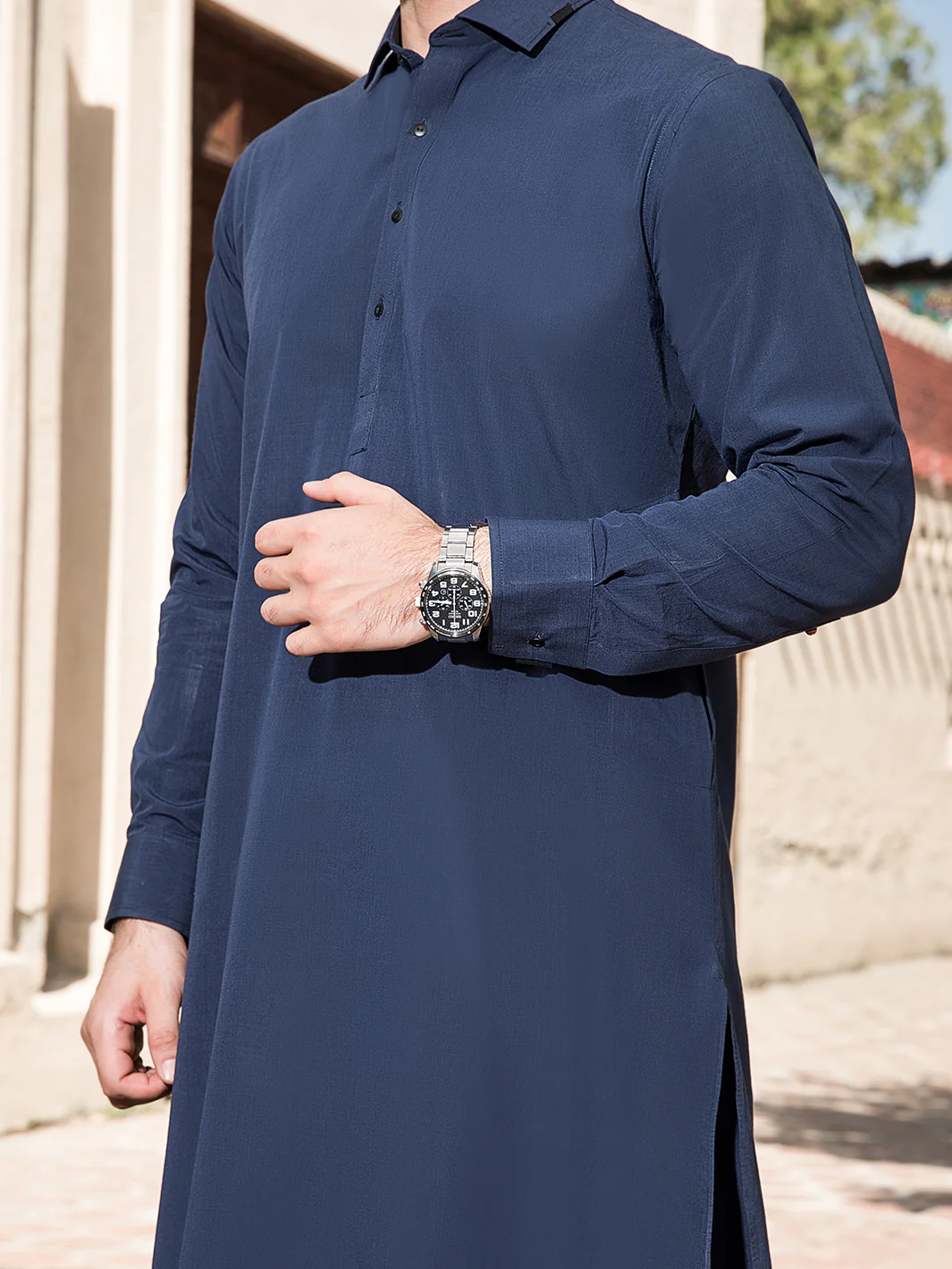 Blue Cotton Kameez Shalwar - ALWA-KS-149 - Image 2