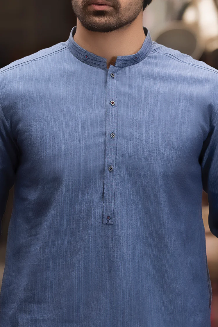 Blue Cotton Kurta - AL-K-753 - Image 3