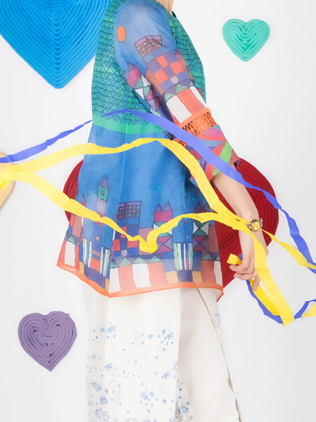 Blue Cotton Net Tunic - ALP-GRK-1007 - Image 3