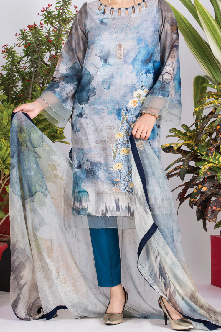 Blue Lawn 3Pc Unstitched - ALP-716