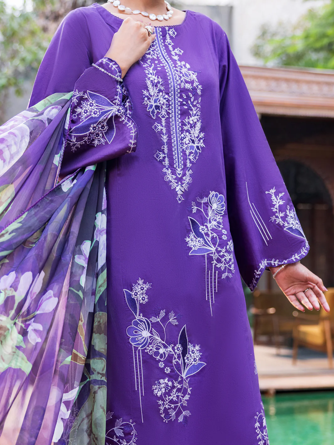 Blue Lawn Dyed Stitched 3PC - ALP-3PS-2623 - Image 3