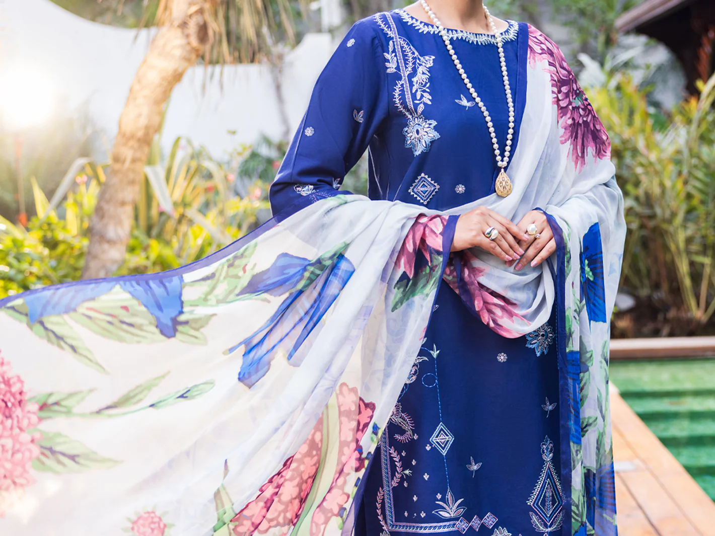 Blue Lawn Dyed Stitched 3PC - ALP-3PS-2626 - Image 3